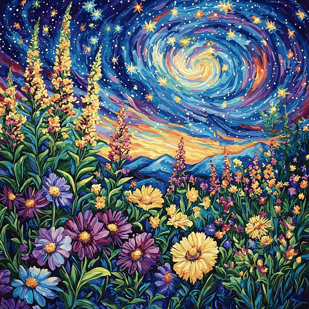 Vincent Van Gogh Inspired Celestial Night Garden Numbered Painting Kits