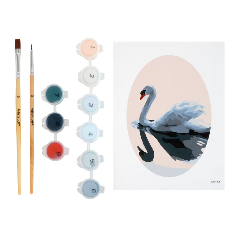 10 Pieces Oval Swan Paint Kit With Frame