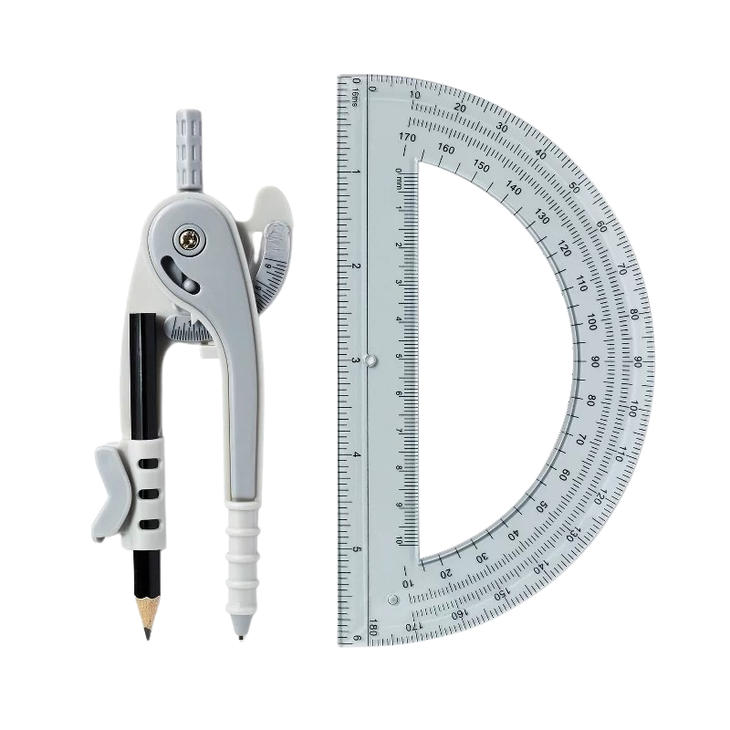 2 Piece Compass and Protractor Geometry Kit