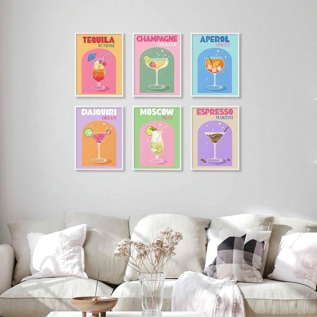 6 Pack Retro Canvas Painting Kit
