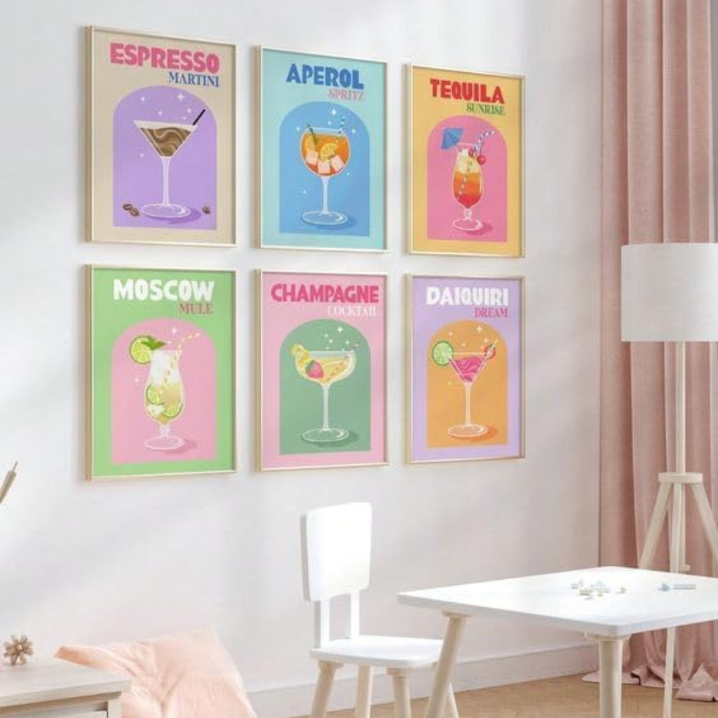 6 Pack Retro Canvas Painting Kit