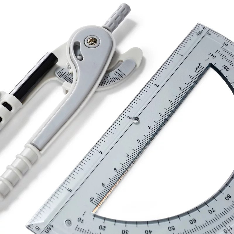 2 Piece Compass and Protractor Geometry Kit