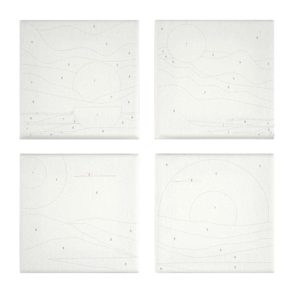 Sunsets Paint By Number Kit With 4 Mini Canvases Brushes