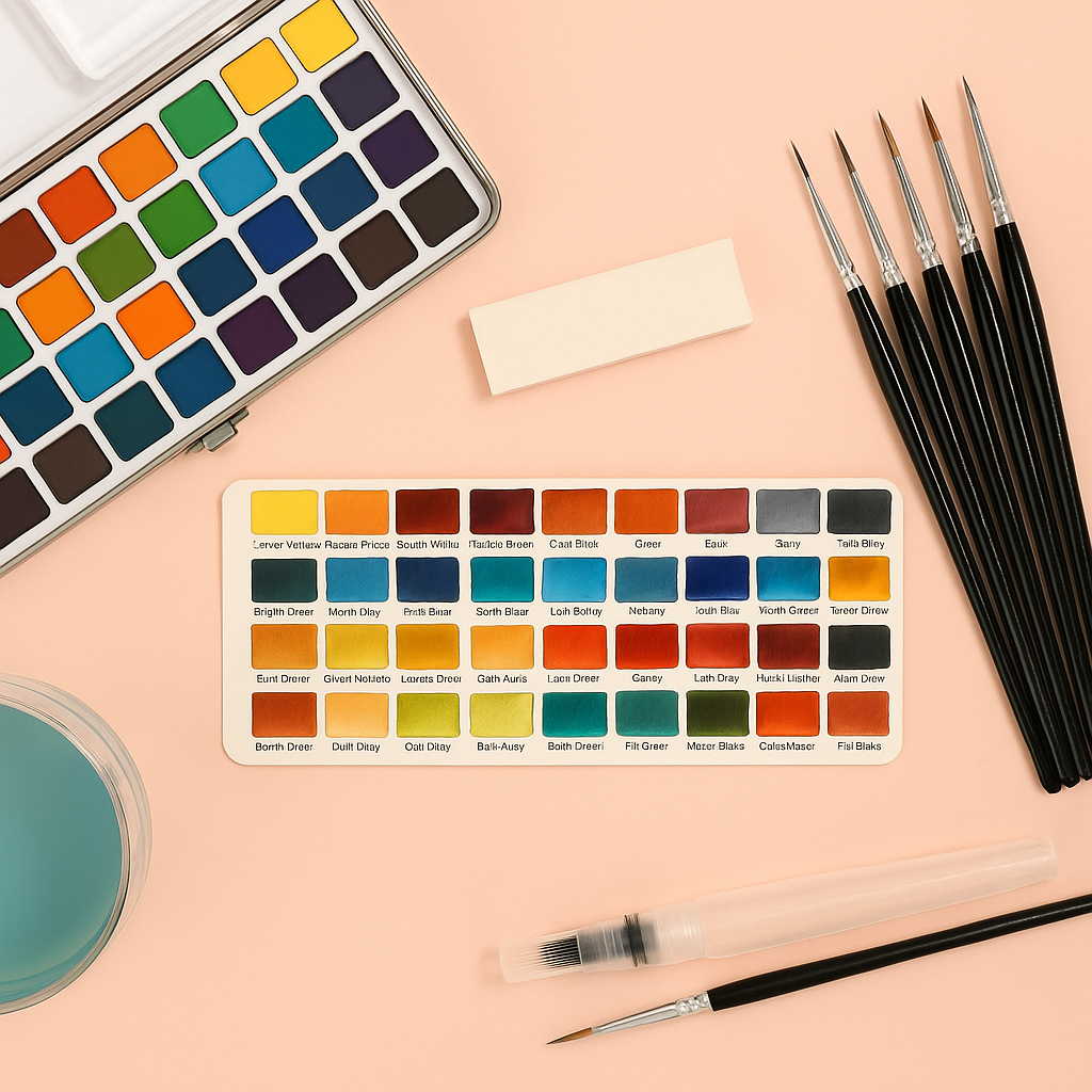 50 Color Watercolor Paint Set With Brushes