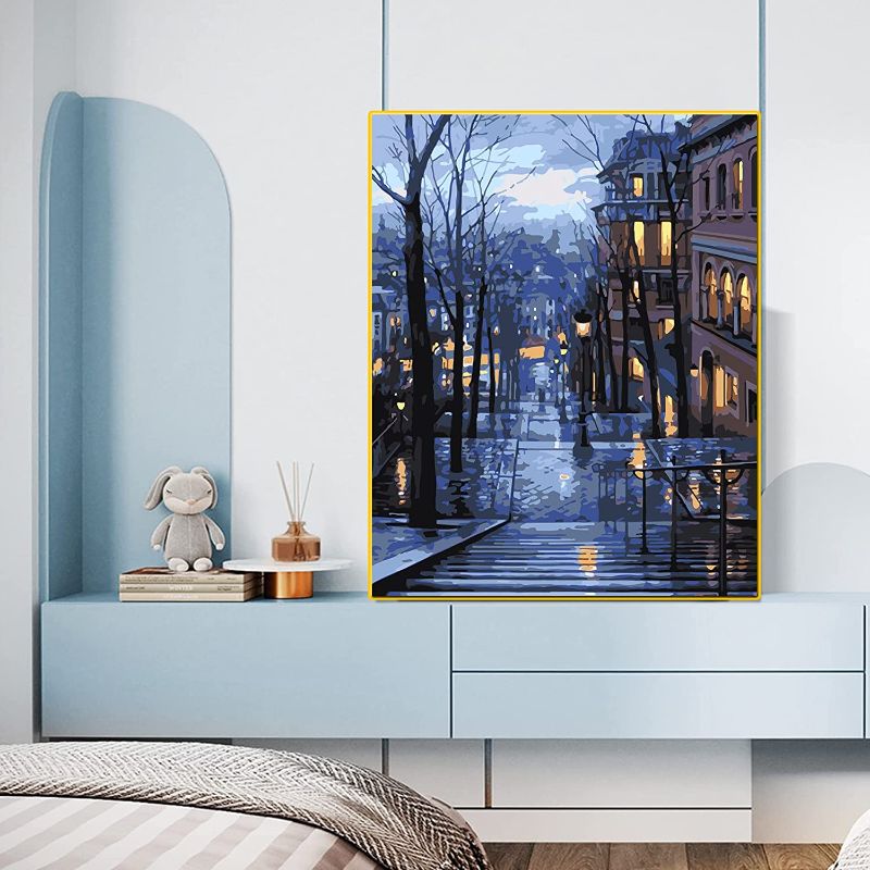 Paint by Number for Adults,City Paint by Number Night View Paint by Number, Street Scenery Paint by Number Suitable for Home Wall Decoration