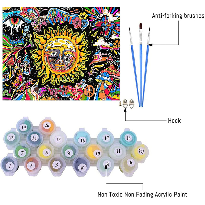 DIY Painting by Numbers Kits for Adults Mushroom, Paint by Number for Adults, Sun Flower Gifts Arts Crafts for Home Decor 16x20 Inch