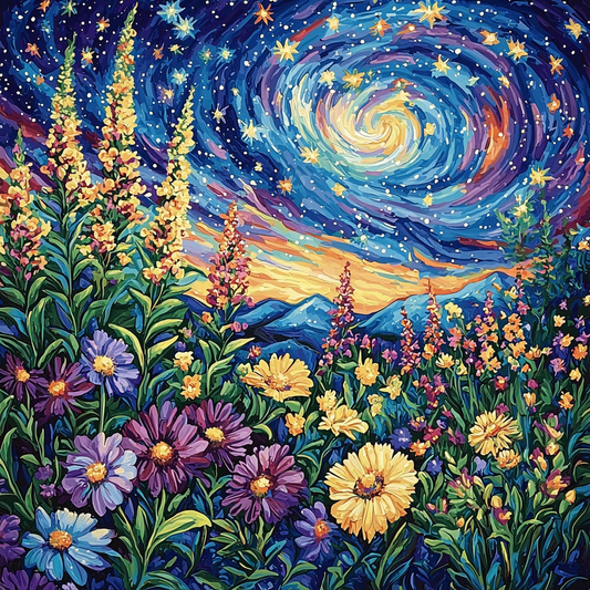 Vincent Van Gogh Inspired Celestial Night Garden Numbered Painting Kits