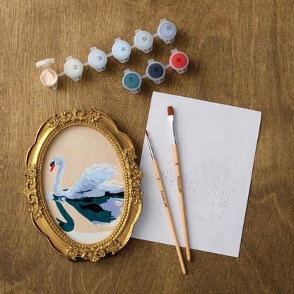 10 Pieces Oval Swan Paint Kit With Frame