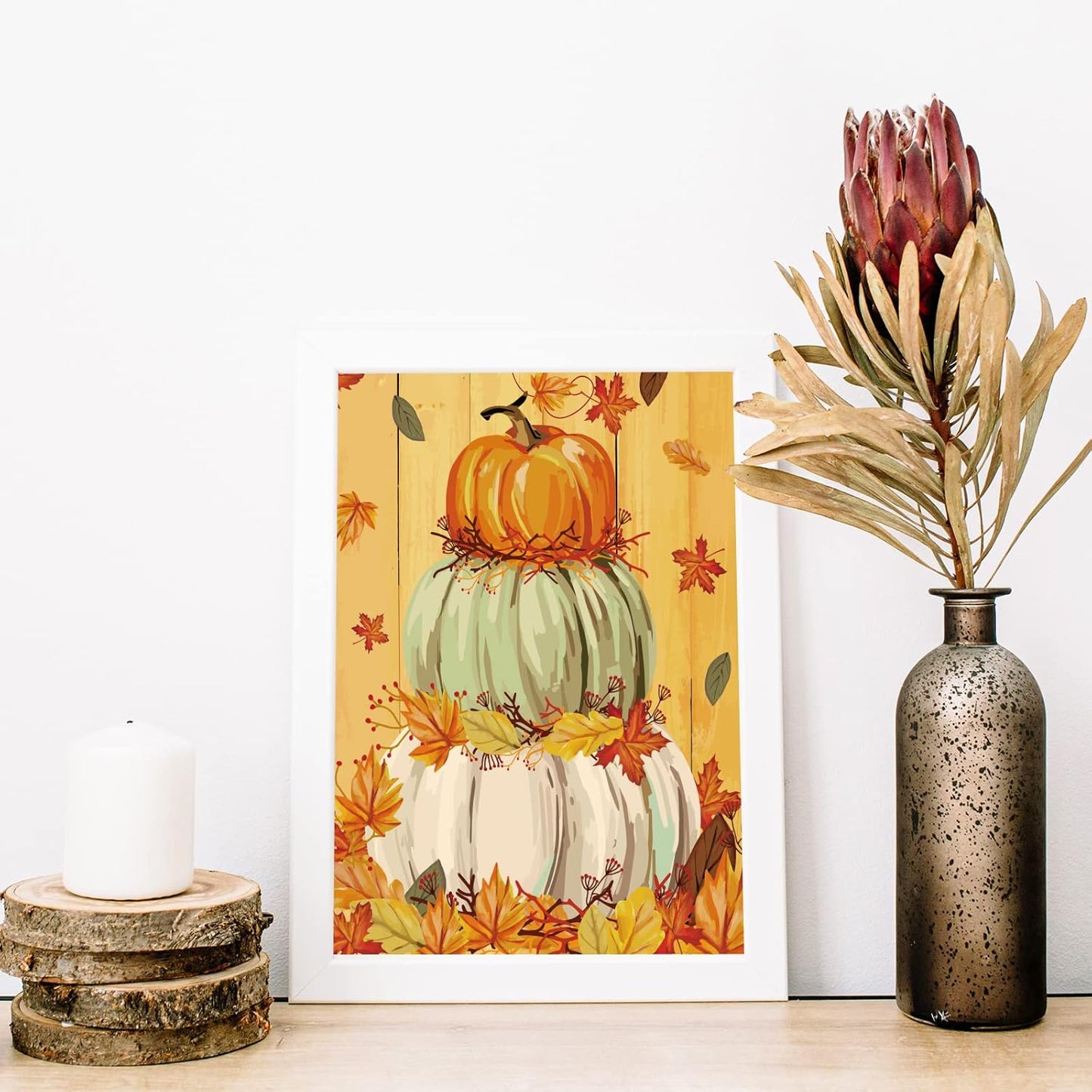 Autumn Harvest Pumpkins And Leaves Paint By Number Kit