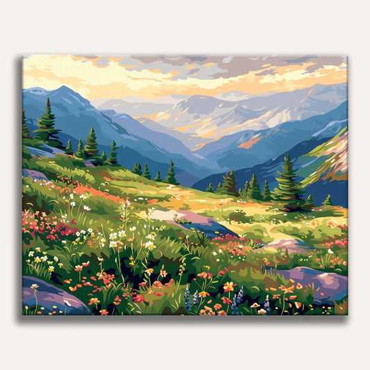 Mountain Chain View Canvas Painting Kit With Pre Printed Design