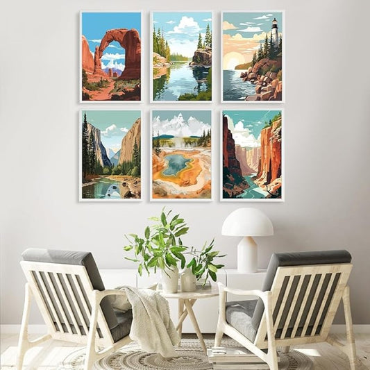 6 Pack DIY Canvas Art Set With Brushes And Paint