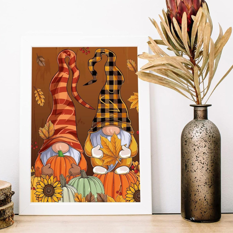 Harvest Festive Fall Gnomes With Pumpkins Paint By Number Kit