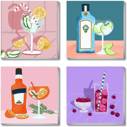 4 Pack Retro Cocktail Print Paint By Numbers Kit