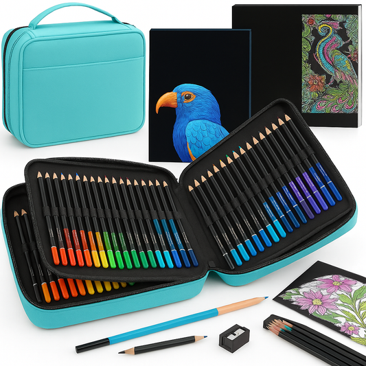 136 Piece Drawing Kit With Colored Pencils