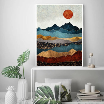 Abstract Mountain Vista Paint By Numbers Canvas Art