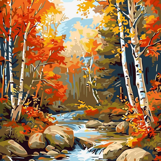 Autumn Golden Forest Landscape Paint By Number Kit