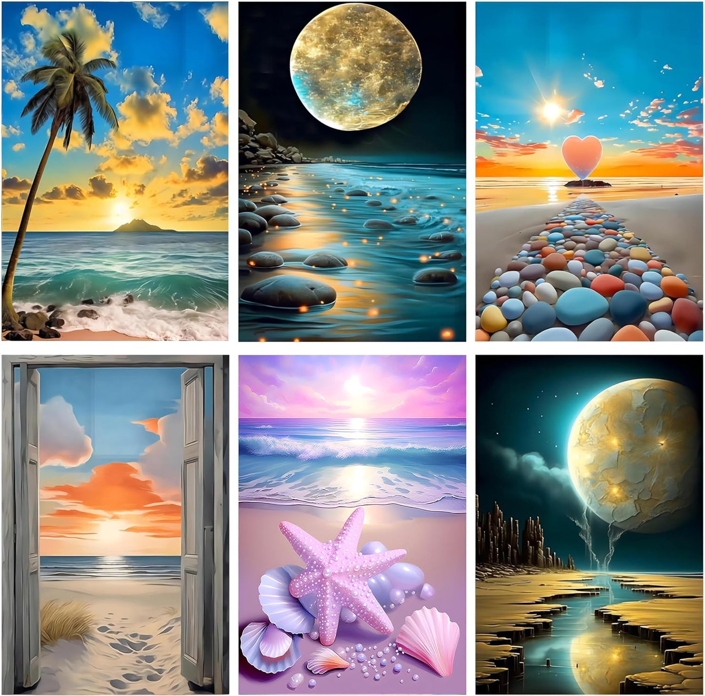 Beach And Moonlight Diamond Art Collection