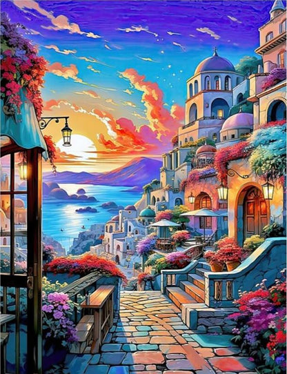 Coastal Sunset Village Canvas Paint By Number