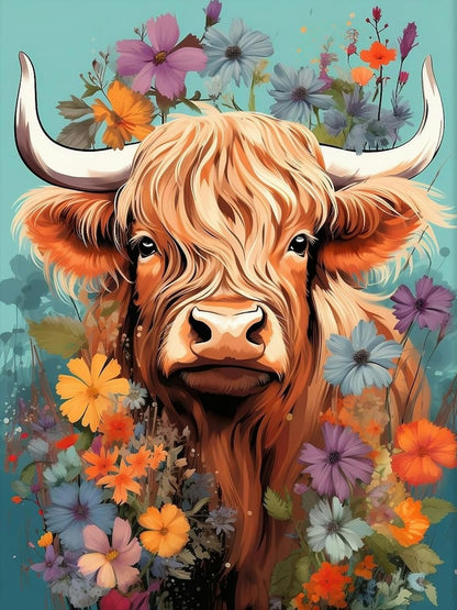 Cow Flora Fauna Paint By Number Print