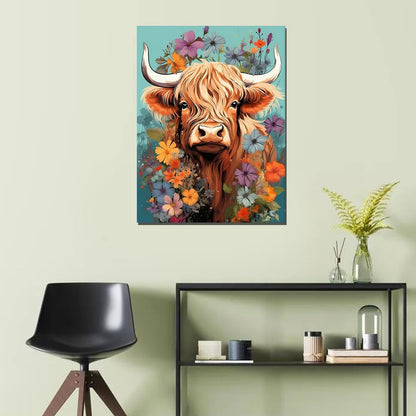 Cow Flora Fauna Paint By Number Print