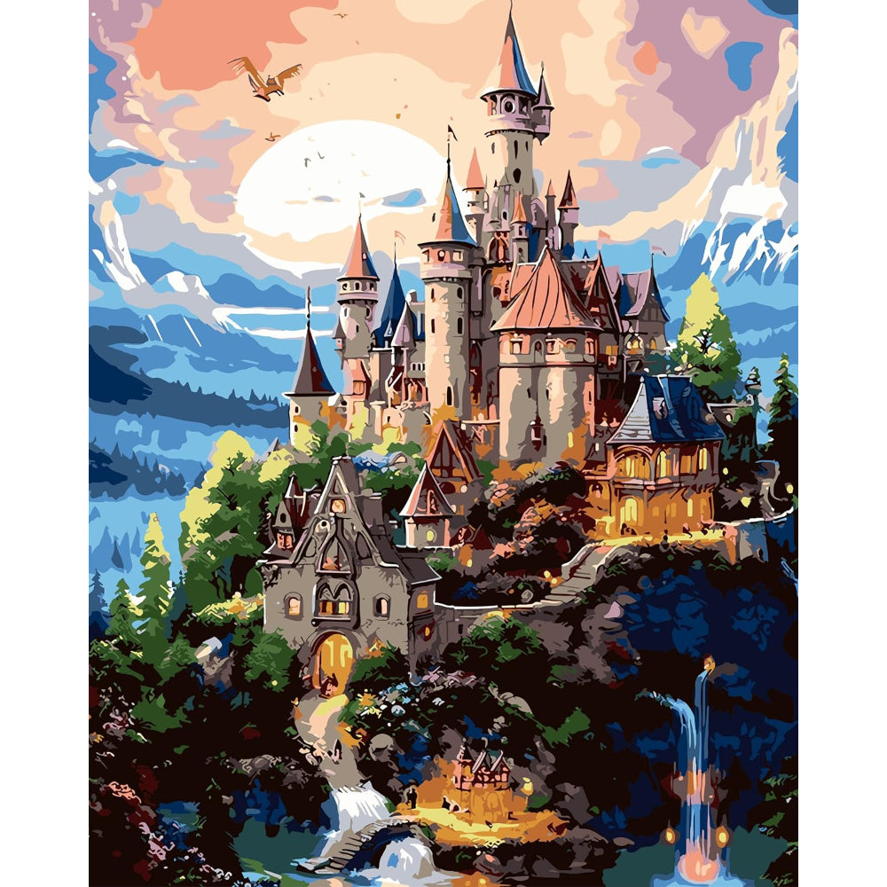 Enchanted Castle At Dusk Paint By Numbers Kit