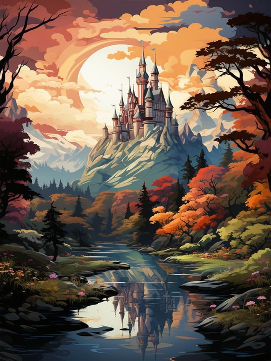 Enchanted Castle Sunset DIY Paint By Numbers