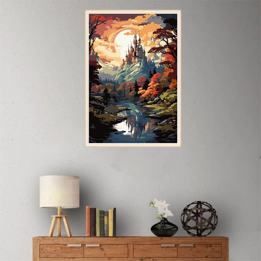 Enchanted Castle Sunset DIY Paint By Numbers