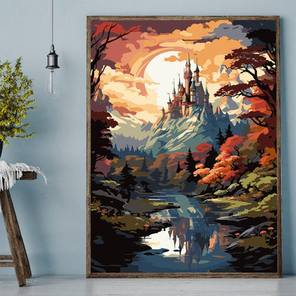 Enchanted Castle Sunset DIY Paint By Numbers