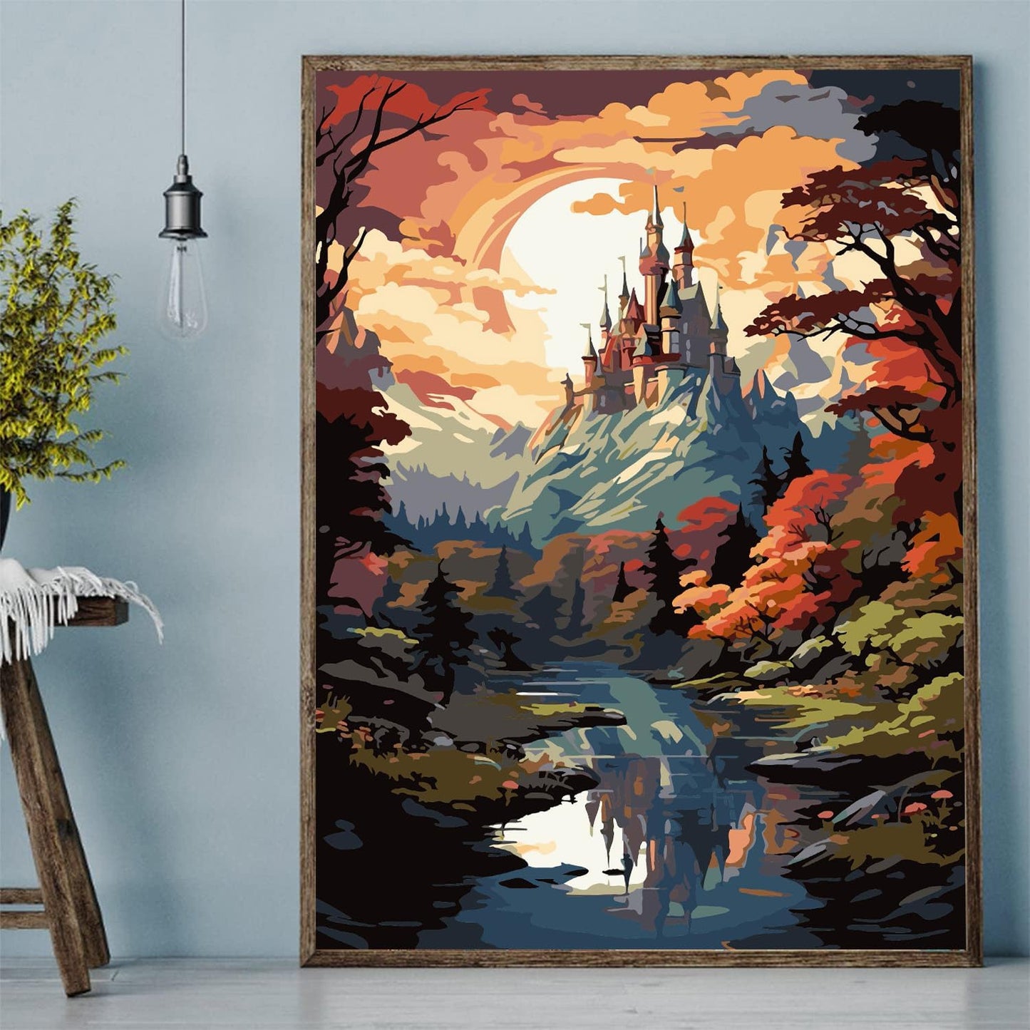 Enchanted Castle in Autumnal Forest  Paint By Number Kit