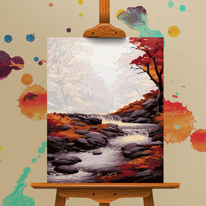 Fall Landscape Waterfall Scenery Paint By Numbers Kit