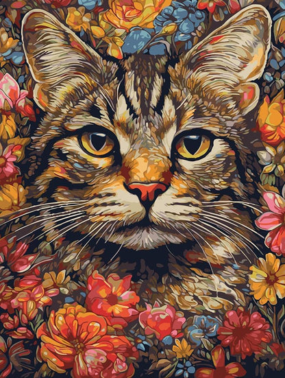 Feline Florals Art Canvas