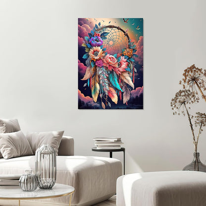 Floral And Feather Paint By Numbers Canvas Art