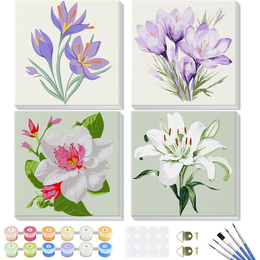 Floral Bloom Canvas Art – DIY Paint by Numbers Kit