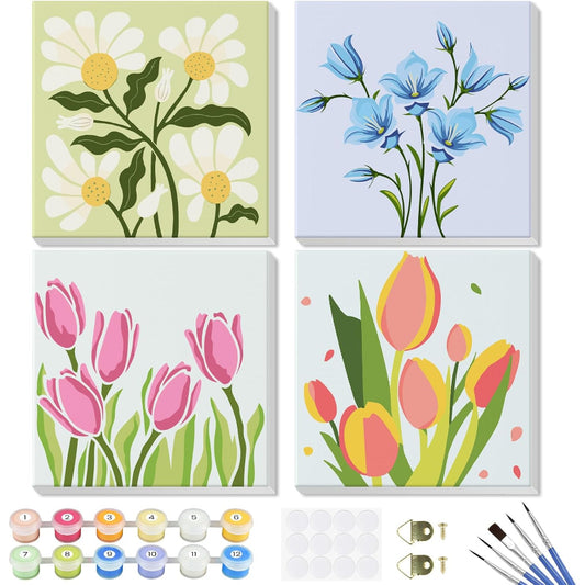 Floral Paint by Numbers Canvas - DIY Painting Kit for All Skill Levels