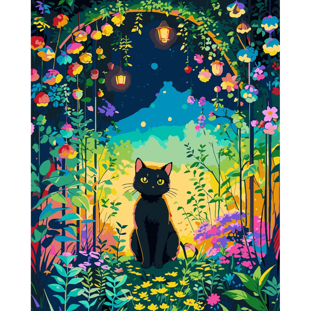 Garden Feline Paint By Numbers Canvas Print