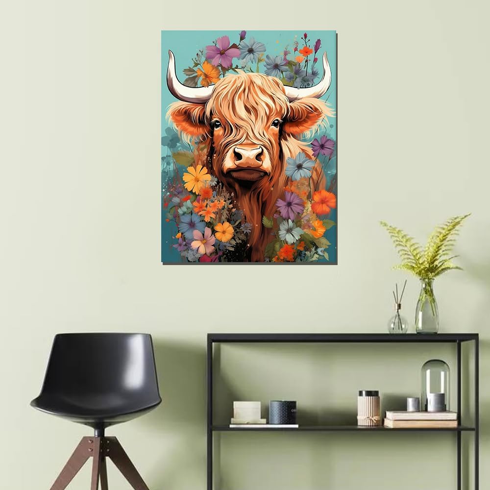 Highland Flora Cow Paint By Numbers Kit