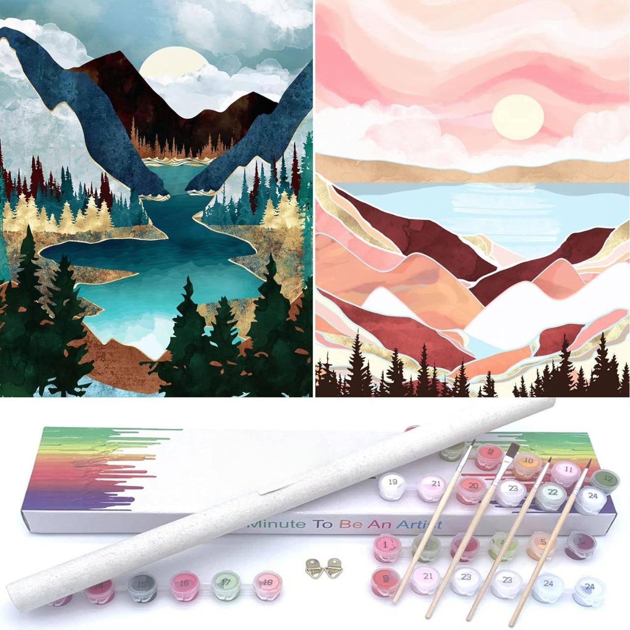 Lakeside And Mountain Sunrise Paint By Numbers