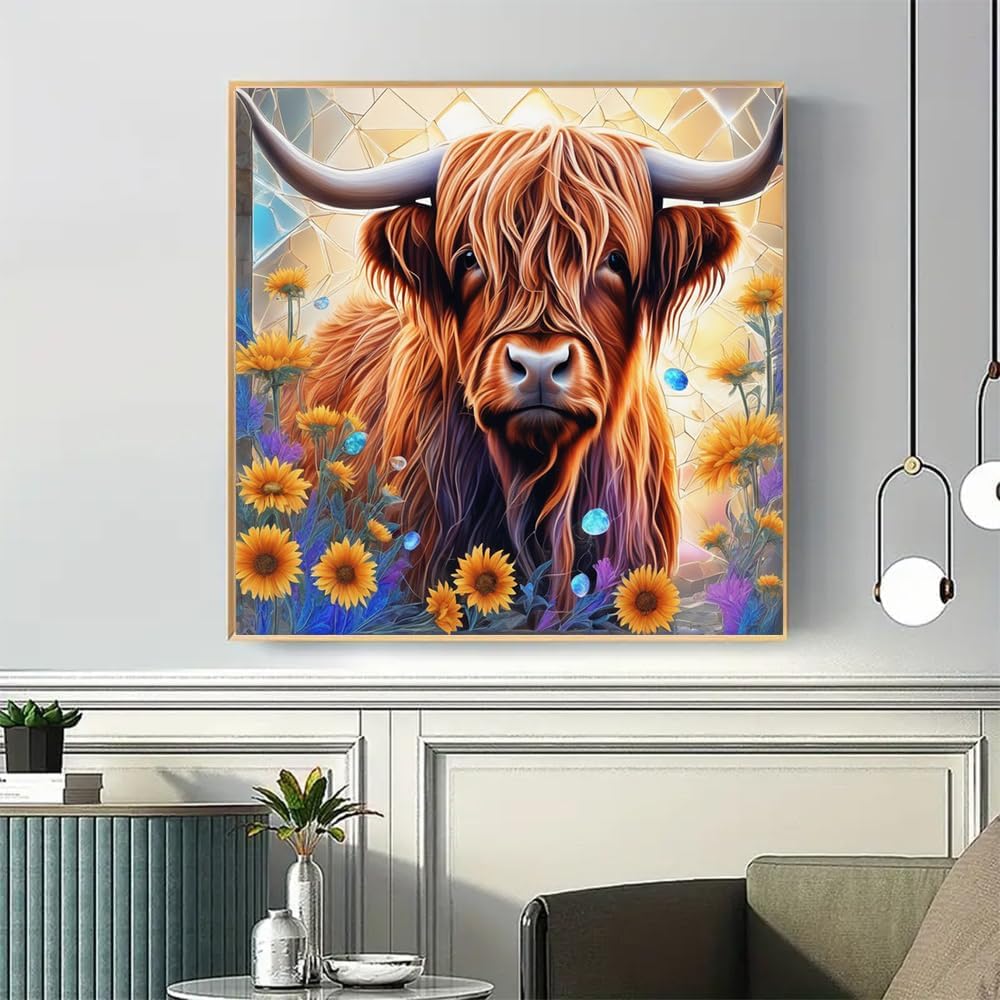 Majestic Bovine Amongst Daisies Paint By Number Kit