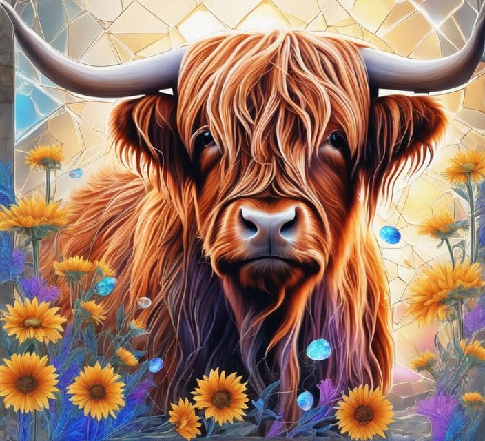 Majestic Bovine Amongst Daisies Paint By Number Kit