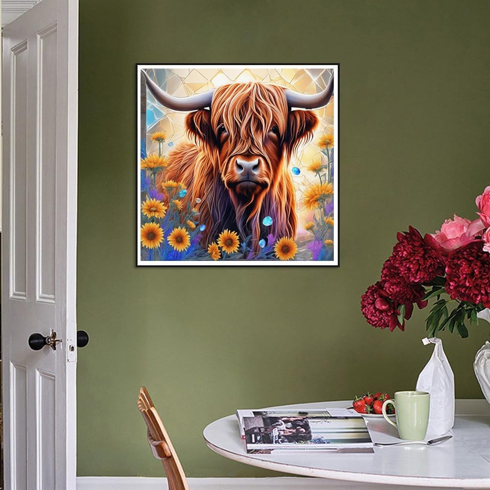 Majestic Bovine Amongst Daisies Paint By Number Kit