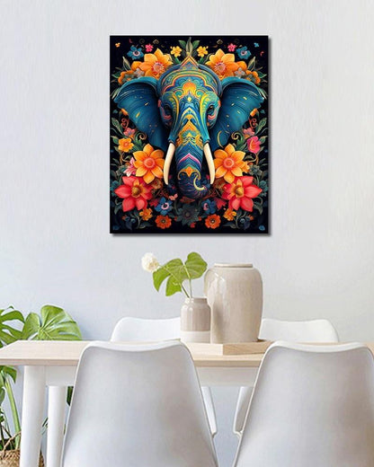 Majestic Elephants With Blossoms Paint By Numbers Kit