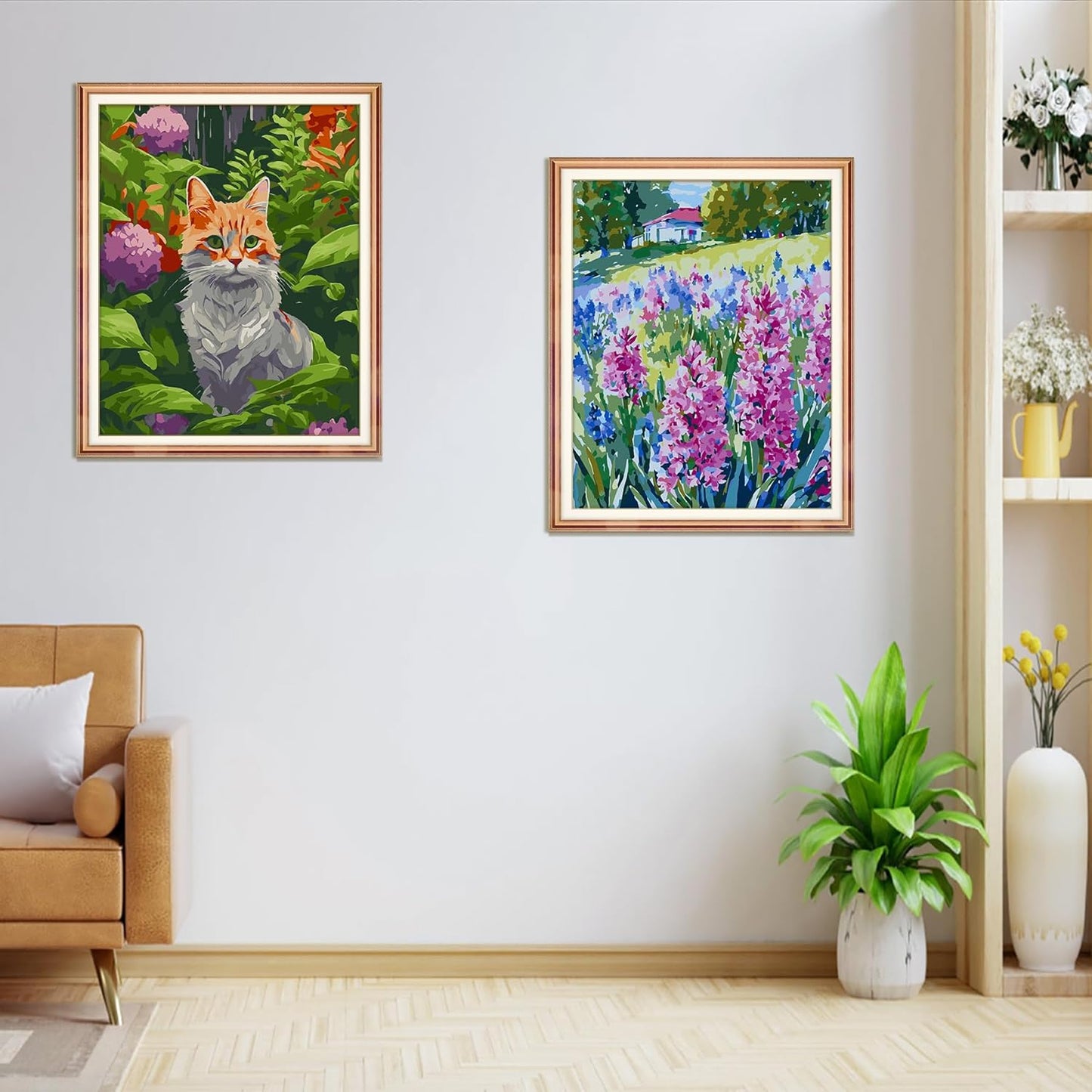 Majestic Feline In Verdant Paint By Numbers Canvas Print