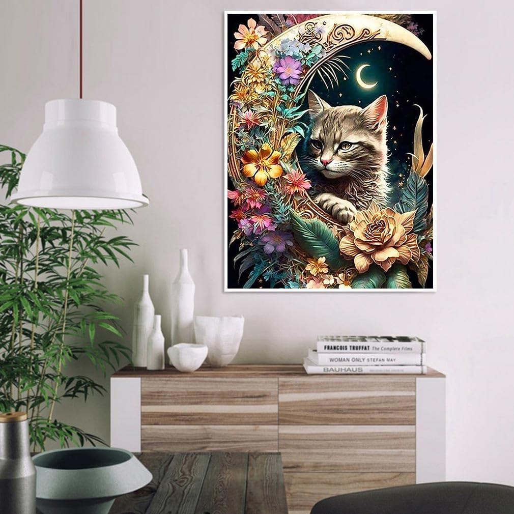 Moonlight Feline Paint By Number Canvas Print Kit