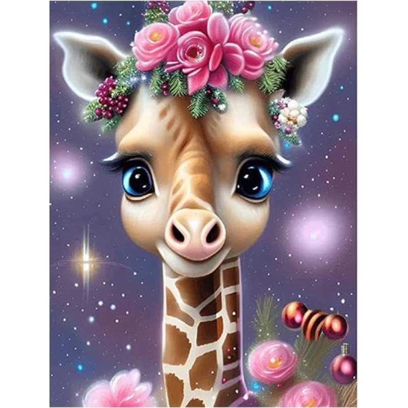 Floral Crowned Giraffe Portrait Paint By Number Kit