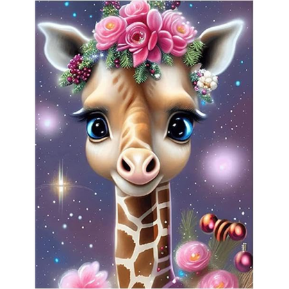 Floral Crowned Giraffe Portrait Paint By Number Kit