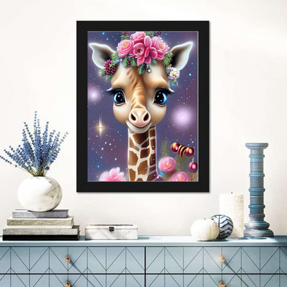 Floral Crowned Giraffe Portrait Paint By Number Kit