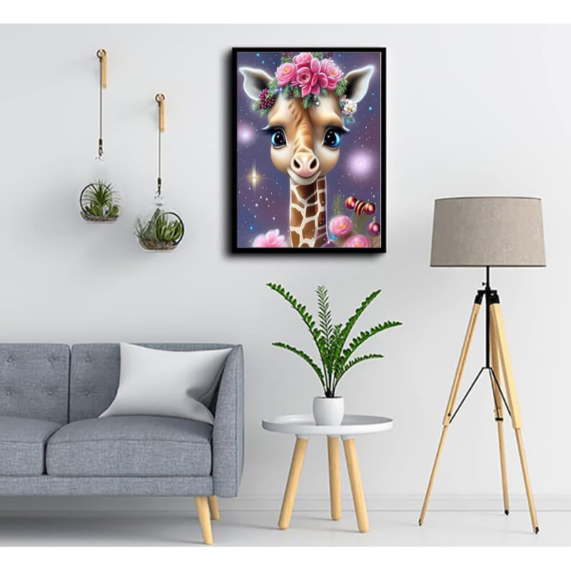 Floral Crowned Giraffe Portrait Paint By Number Kit