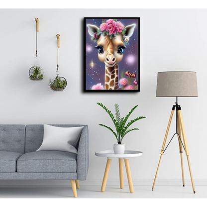 Floral Crowned Giraffe Portrait Paint By Number Kit