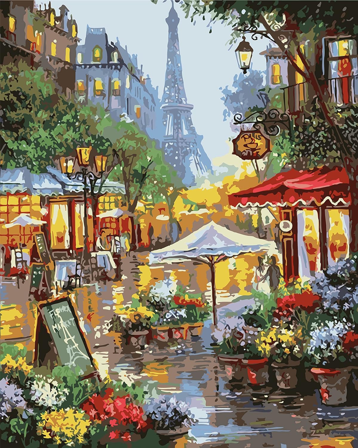 Eiffel Tower Garden Scene Paint By Number Kit