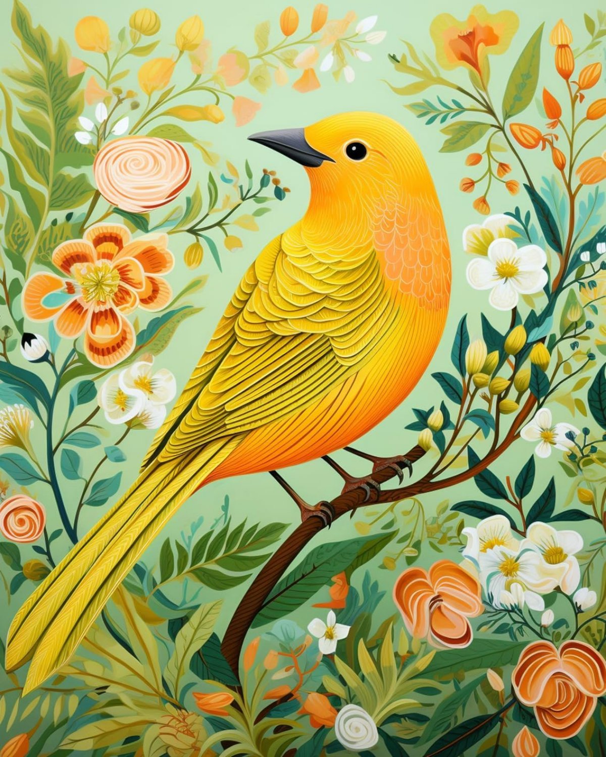 Radiant Bird In Bloom Paint By Number Kit